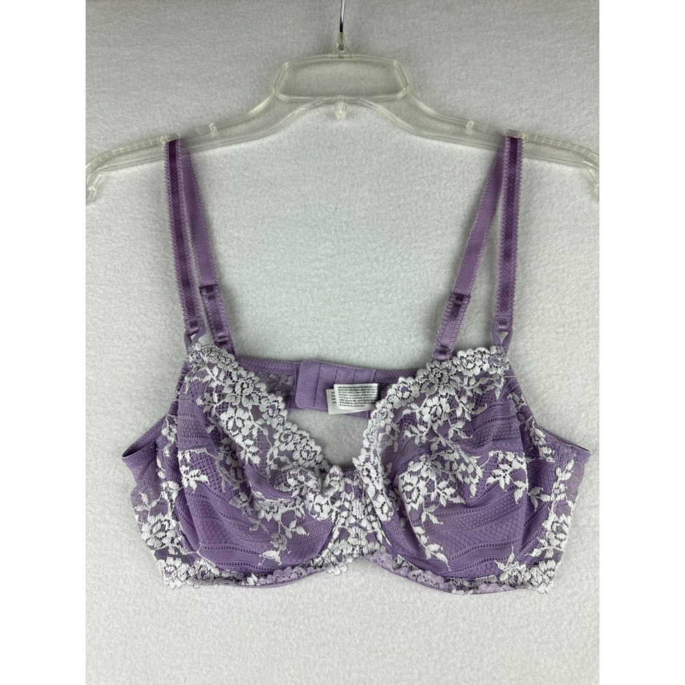 Wacoal Retro Chic 65191 Lavender Purple White Lace Underwire Bra 36C Womens